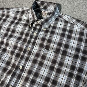 Cinch Long Sleeve Shirt Mens Large Button Down Plaid Gray Blue Western Cowboy